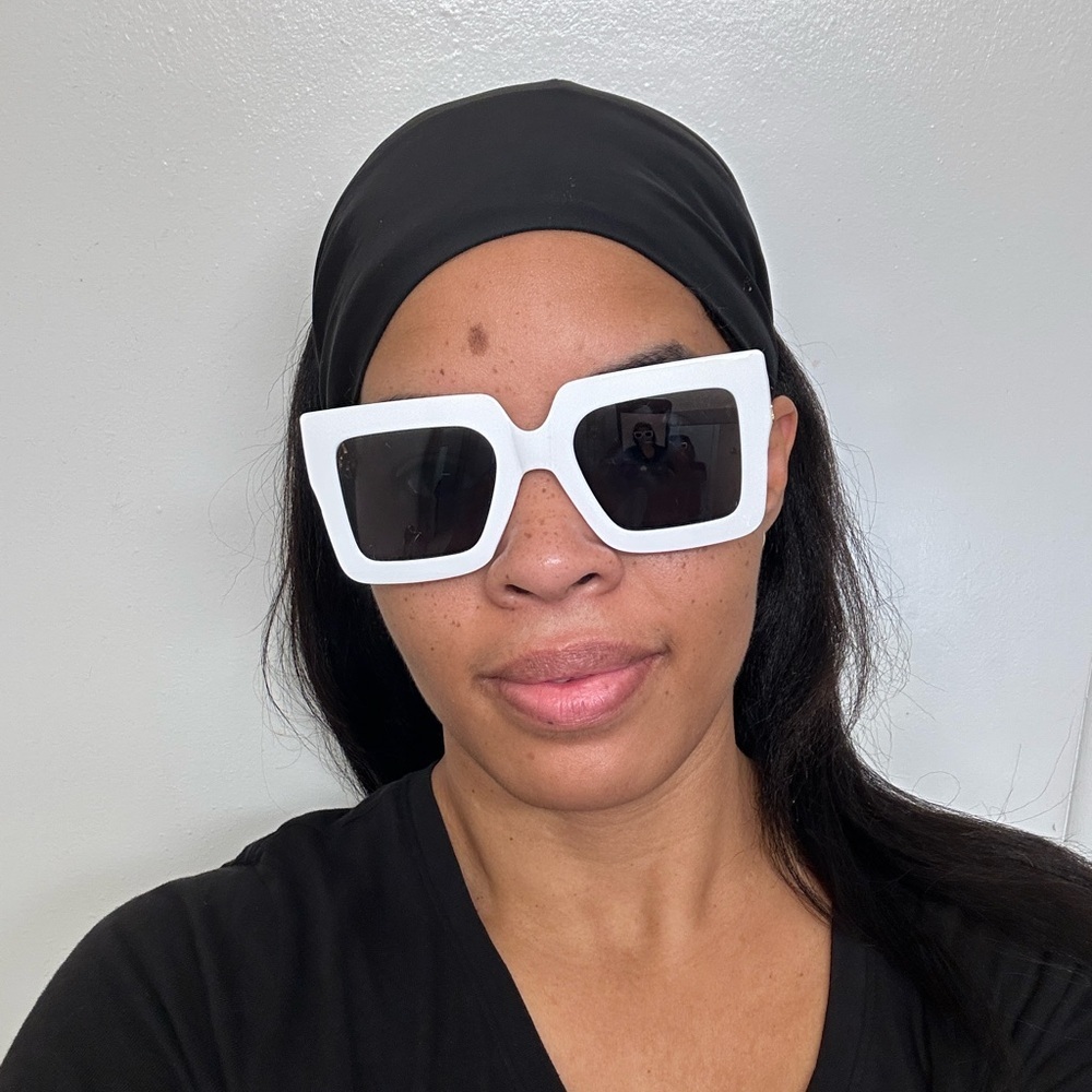 ☕️ Coffee Latte Oversized Square Sunglasses | White + Black Two-Tone | Chic - Picture 5 of 5